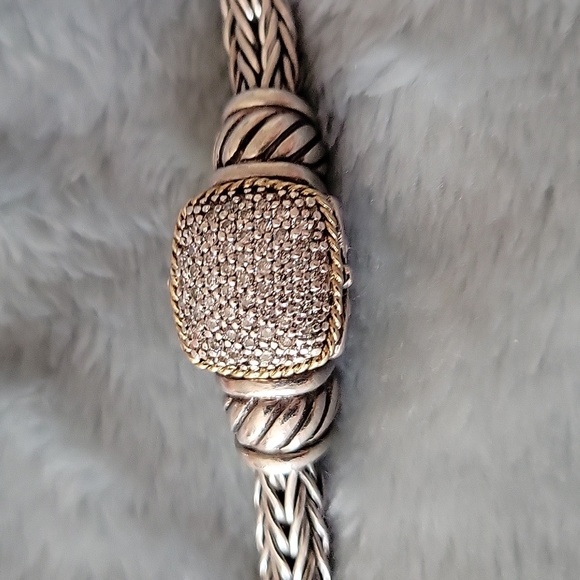 Authentic Effy 925 Silver and 18kt Yellow Gold Diamond Bracelet - Picture 3 of 8